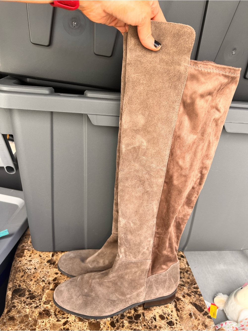 Lucky Brand Taupe Suede Over-the-Knee Boots